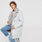 Shein Men Double Button Pocket Notched Neck Coat