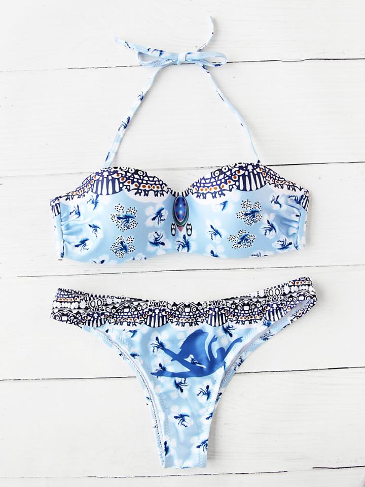 Shein Calico Print Halter Bikini Set
