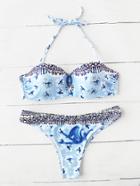 Shein Calico Print Halter Bikini Set