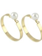 Shein Gold New Imitation Pearl Big Hoop Earrings For Women