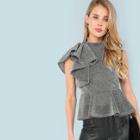 Shein Exaggerate Ruffle Embellished Glitter Peplum Top