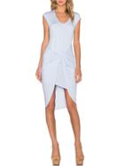 Shein Pale Blue V Neck Knotted Asymmetrical Dress