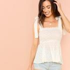 Shein Tied Thick Strap Frilled Smock Top