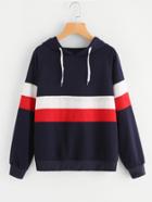 Shein Color Block Striped Hoodie