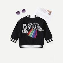Shein Toddler Boys Contrast Sequin Spaceship Pattern Jacket