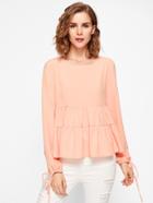 Shein Drawstring Tie Cuff Tiered Blouse