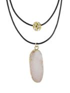 Shein White Color Double Layers Resin Stone Pendant Necklaces