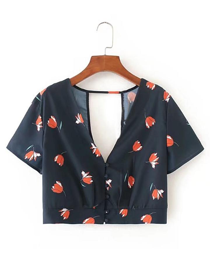 Shein V Back Crop Top