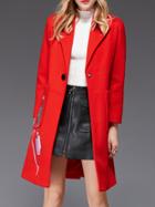 Shein Red Lapel Character Embroidered Coat