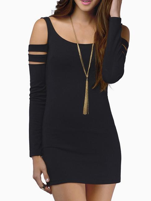 Shein Black Cold Shoulder Slim Bodycon Dress