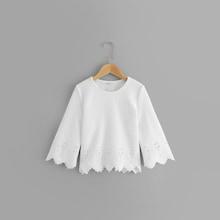 Shein Girls Laser Cut Scalloped Top