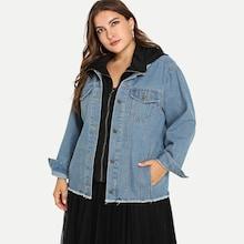 Shein Plus Raw Hem 2 In 1 Denim Jacket