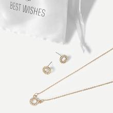 Shein Rhinestone Ring Necklace & Stud Earrings