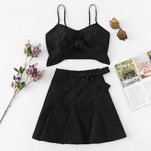 Shein Crop Cami Top & Knot Skirt Co-ord