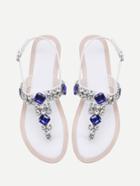 Shein Gemstone Decorated T Strap Sandals