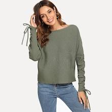 Shein Knot Detail Solid Jumper