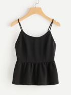 Shein Princess Seam Zip Side Textured Peplum Cami Top