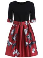 Shein Red Black Round Neck Superb Easter Custom Butterfly Print Dress