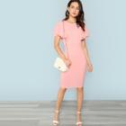 Shein Mock Neck Flutter Sleeve Dress