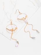 Shein Branch & Ring Design Drop Earrings With Crystal