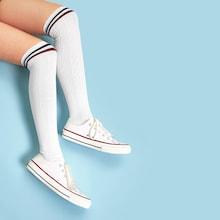 Shein Striped Hem Over The Knee Socks