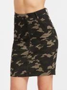 Shein Camouflage Print Pockets Fitted Skirt