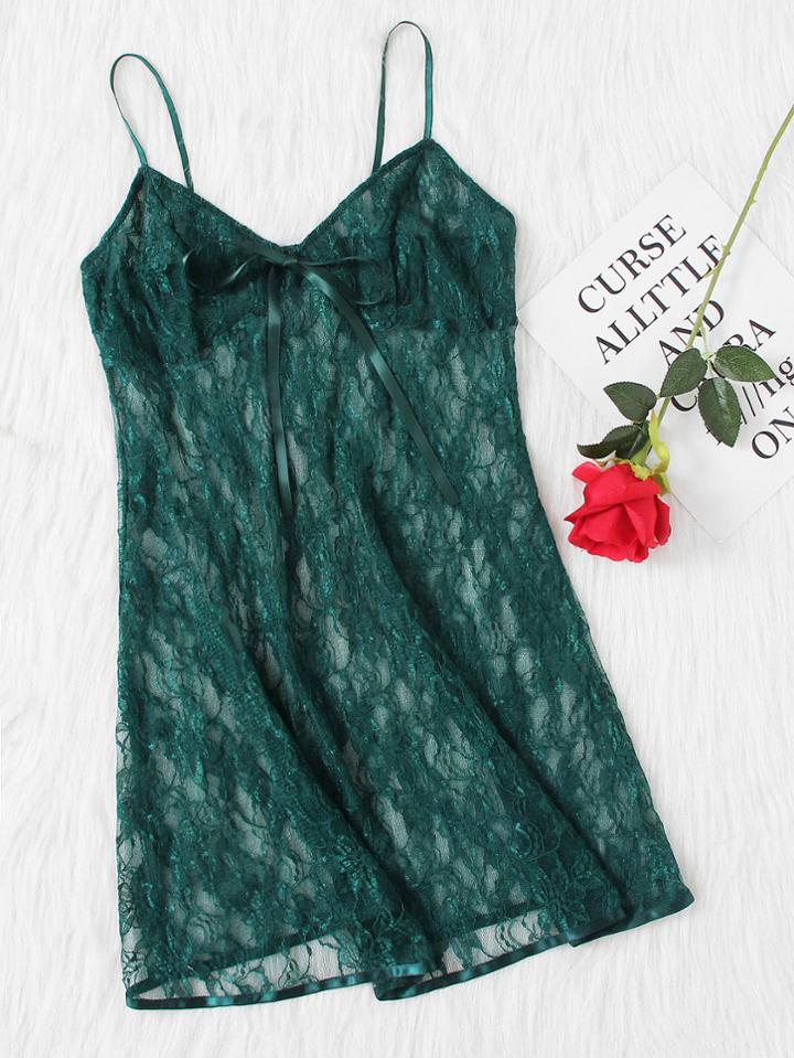 Shein Bow Detail Lace Cami Nightdress