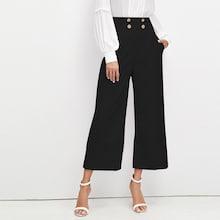 Shein Double Breasted Embellished Slant Pocket Pants