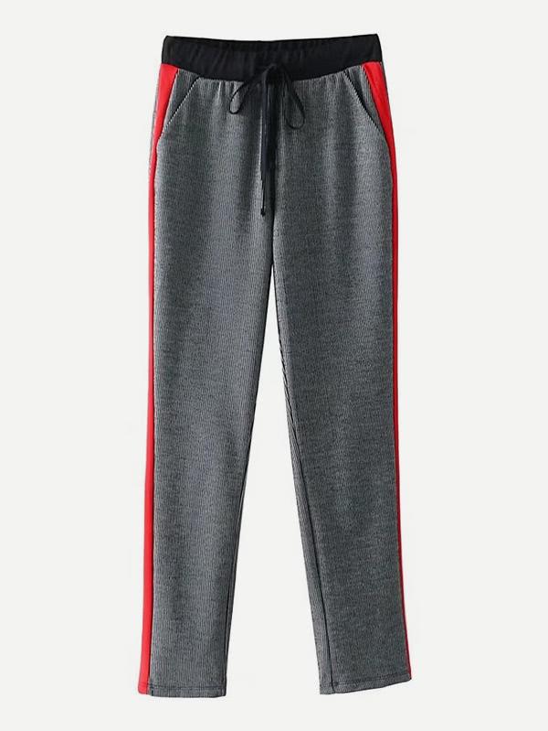 Shein Contrast Panel Glen Plaid Pants