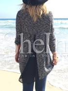 Shein Grey Long Sleeve Split Back Sweater