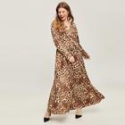 Shein Plus Self Tie Leopard Print Wrap Dress