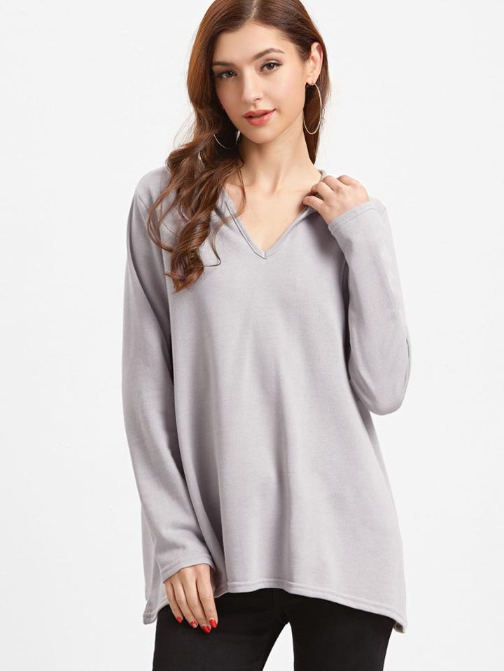 Shein Pale Grey Hooded Shift Sweatshirt