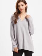 Shein Pale Grey Hooded Shift Sweatshirt