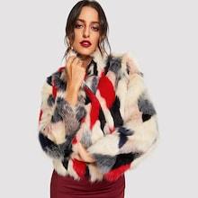 Shein Color Black Faux Fur Coat