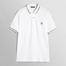 Shein Men Striped Trim Embroidered Polo Shirt