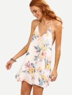 Shein Multicolor Flower Print Strappy Swing Cami Dress
