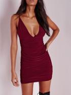 Shein Red Criss Cross Back Backless Bodycon Dress