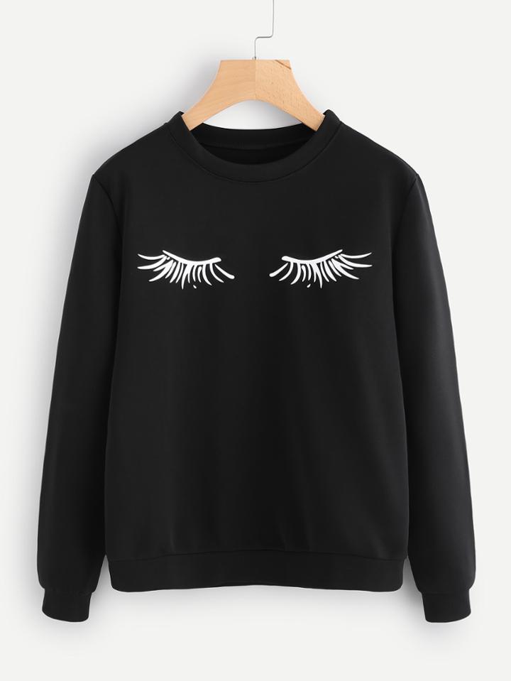 Shein Eyelash Print Pullover