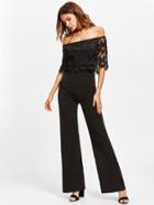 Shein Hollow Out Lace Layered Bardot Jumpsuit