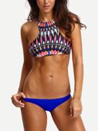 Shein Colorful Geo Print Racer Front Bikini Set