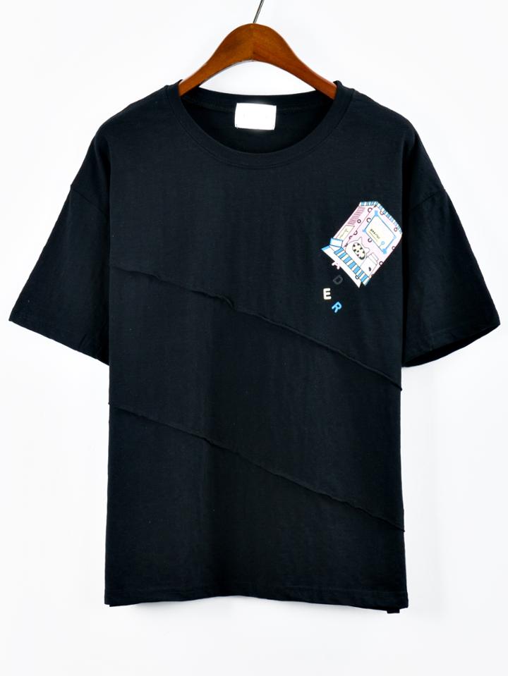 Shein Box Print T-shirt - Black