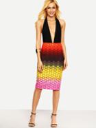 Shein Color Block Knee Length Sheath Skirt
