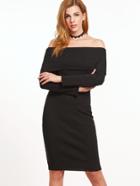 Shein Black Off The Shoulder Foldover Sweater Dress