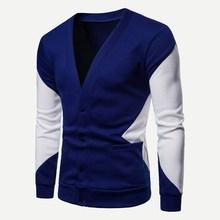 Shein Men Cut And Sew Panel V Neck Sweater Coat