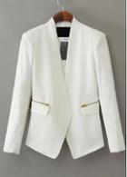 Rosewe Work Essential White Long Sleeve Blazer For Woman