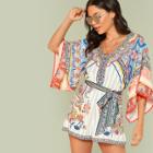 Shein Tribal Print Kimono Sleeve Romper