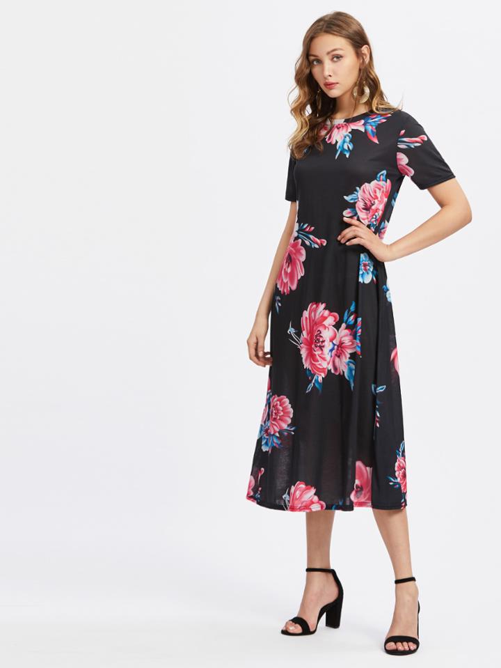 Shein Random Florals Tee Dress