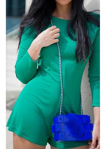 Rosewe Green Round Neck Boot Cut Romper