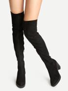 Shein Black Suede Point Toe Over The Knee Boots
