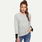 Shein Pearl Detail Split Fuzzy Jumper